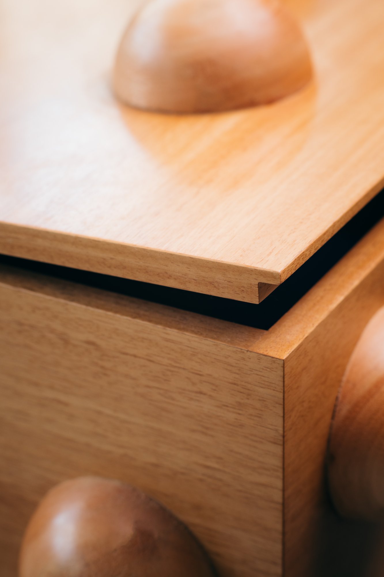 Detail of the lid and veneer edge