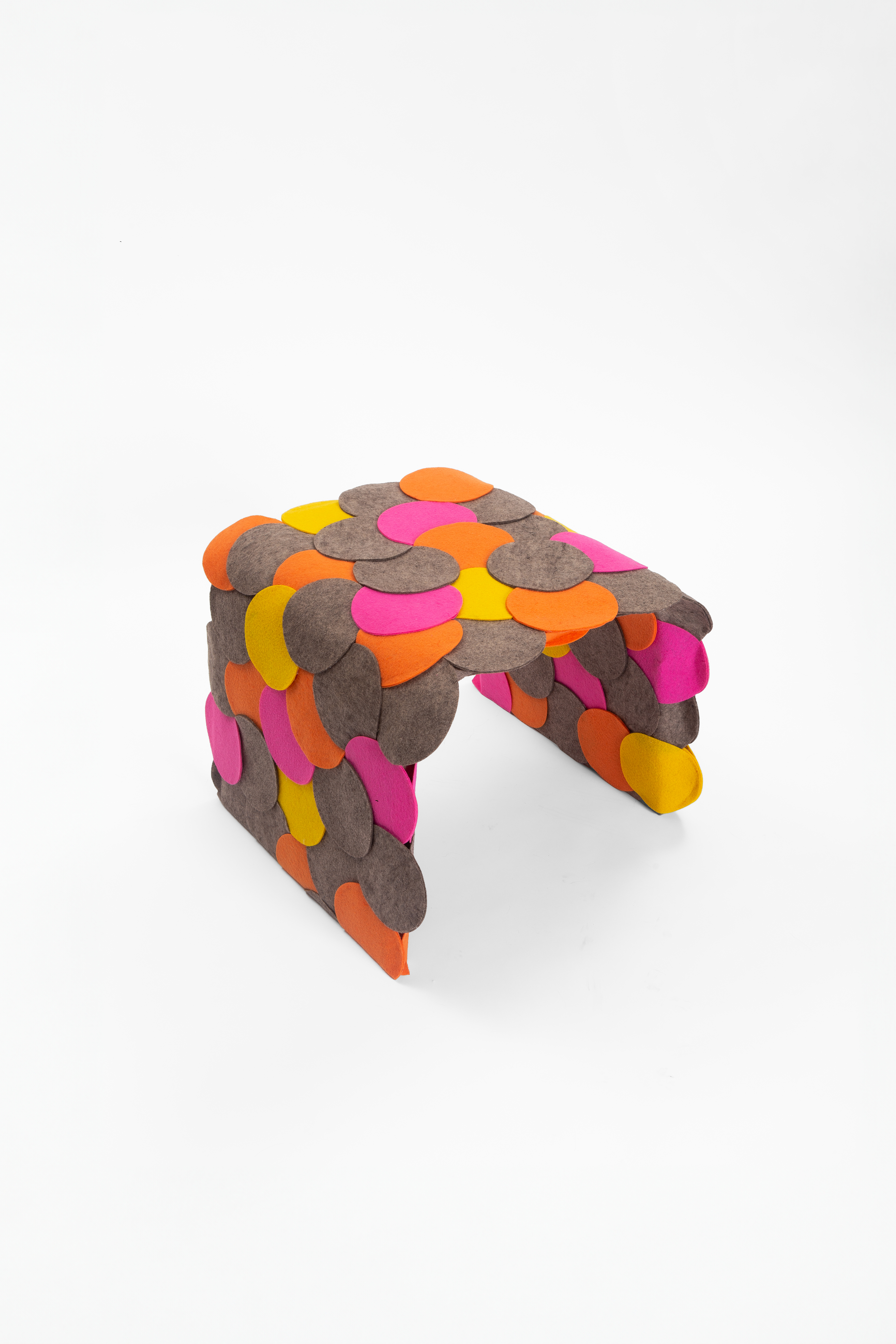 Escama stool, multicolour felt