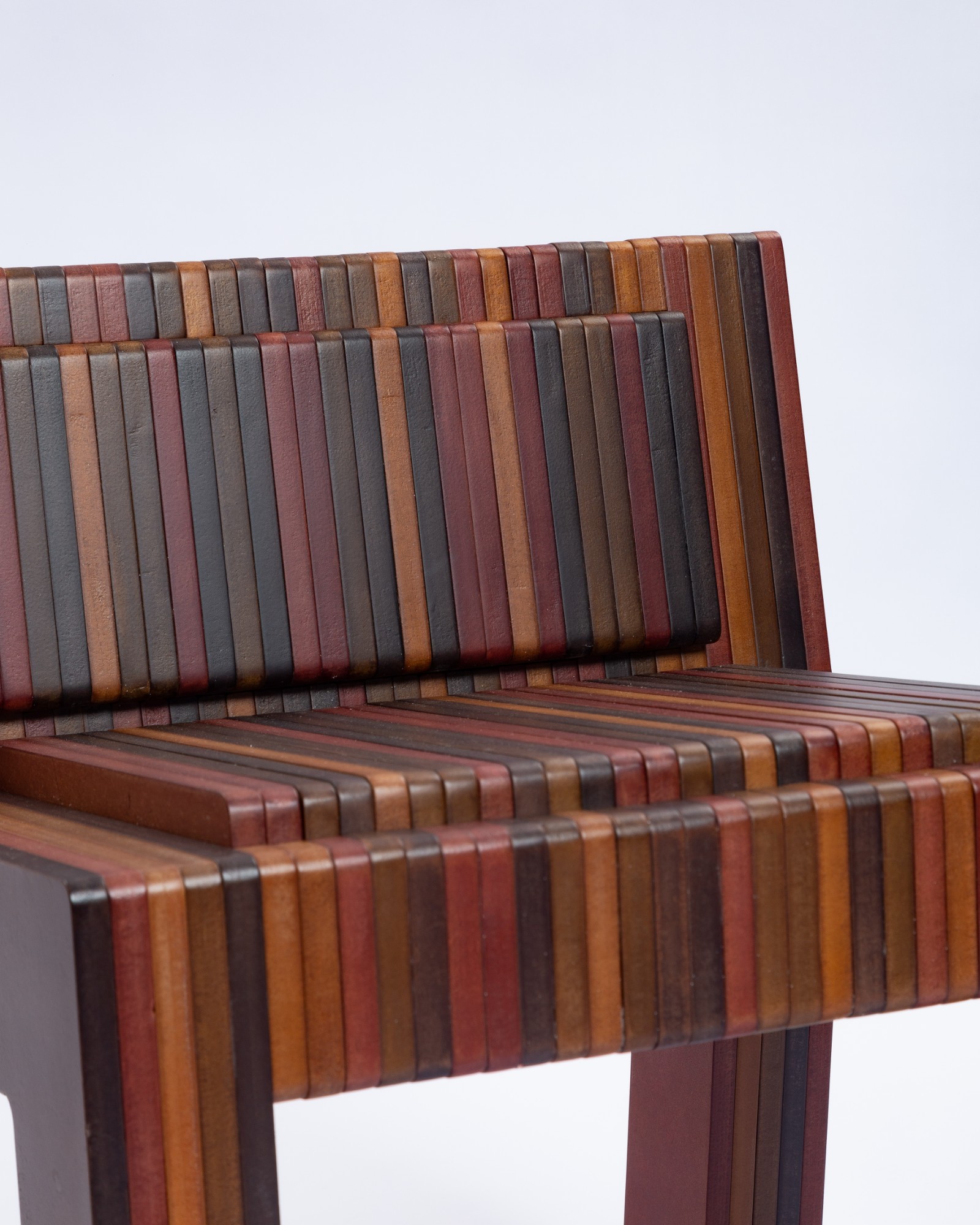 Detail of the dyed MDF stripes