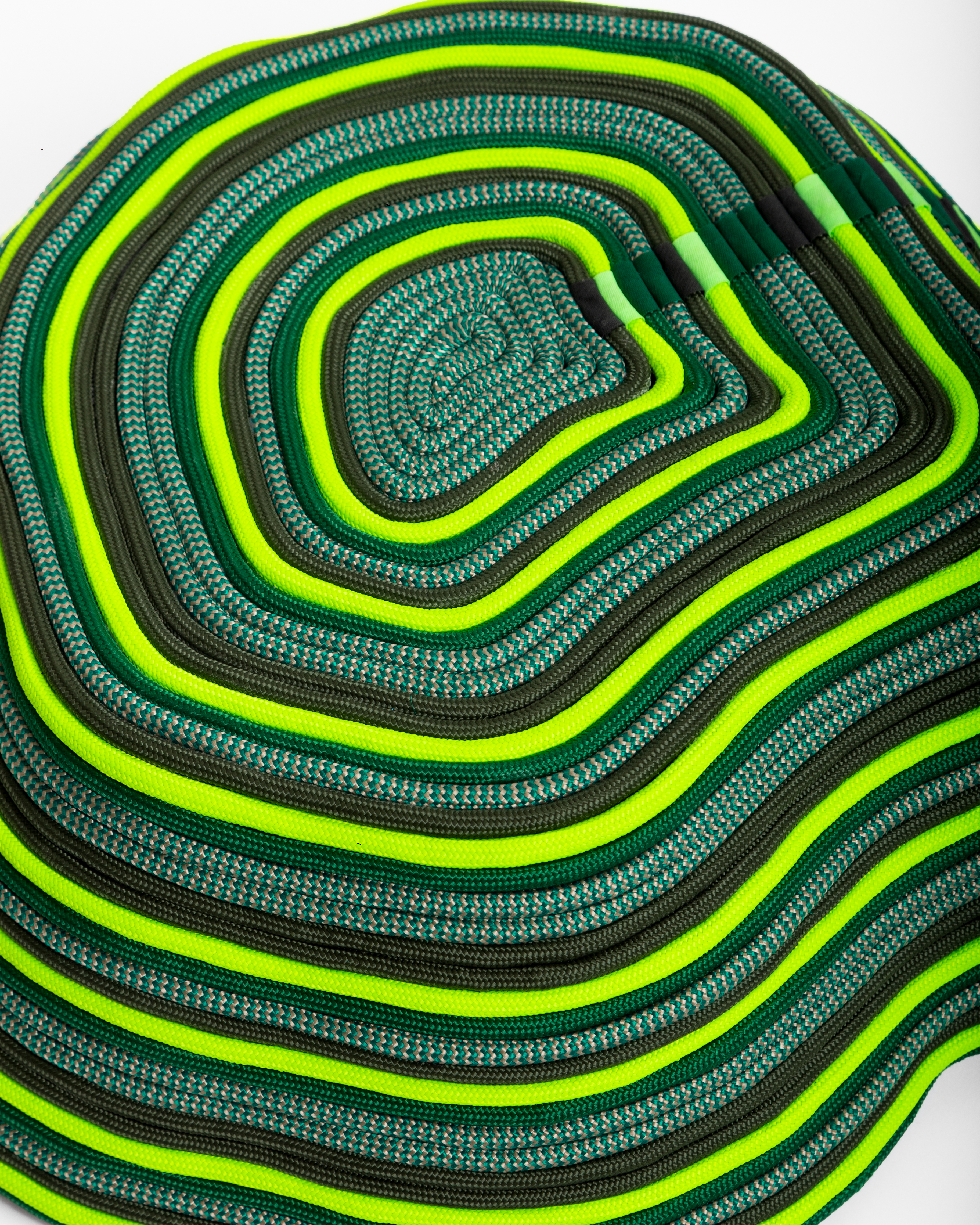 Detail of the green and neon rope contours