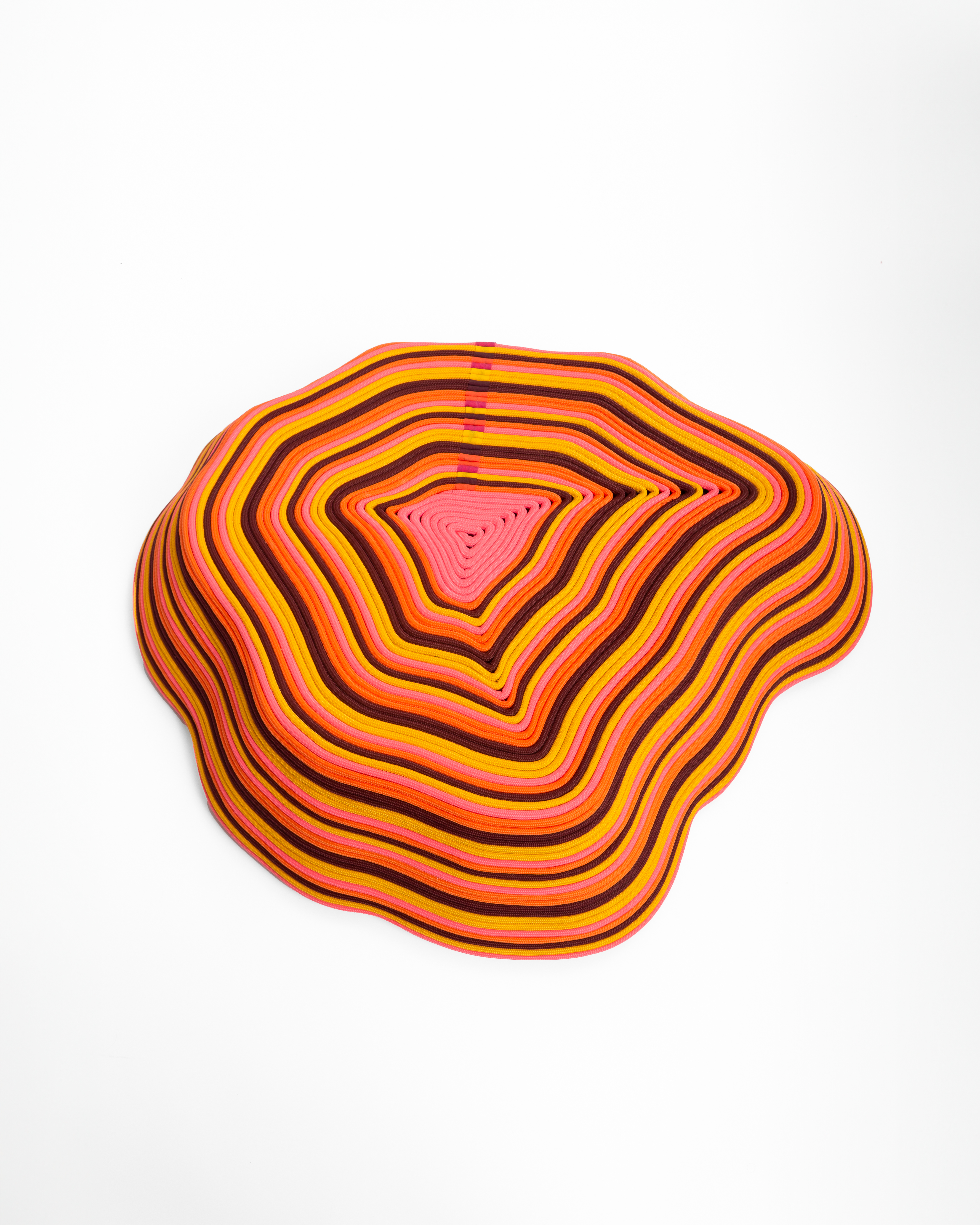 Tronco table in orange, pink and brown rope, top view