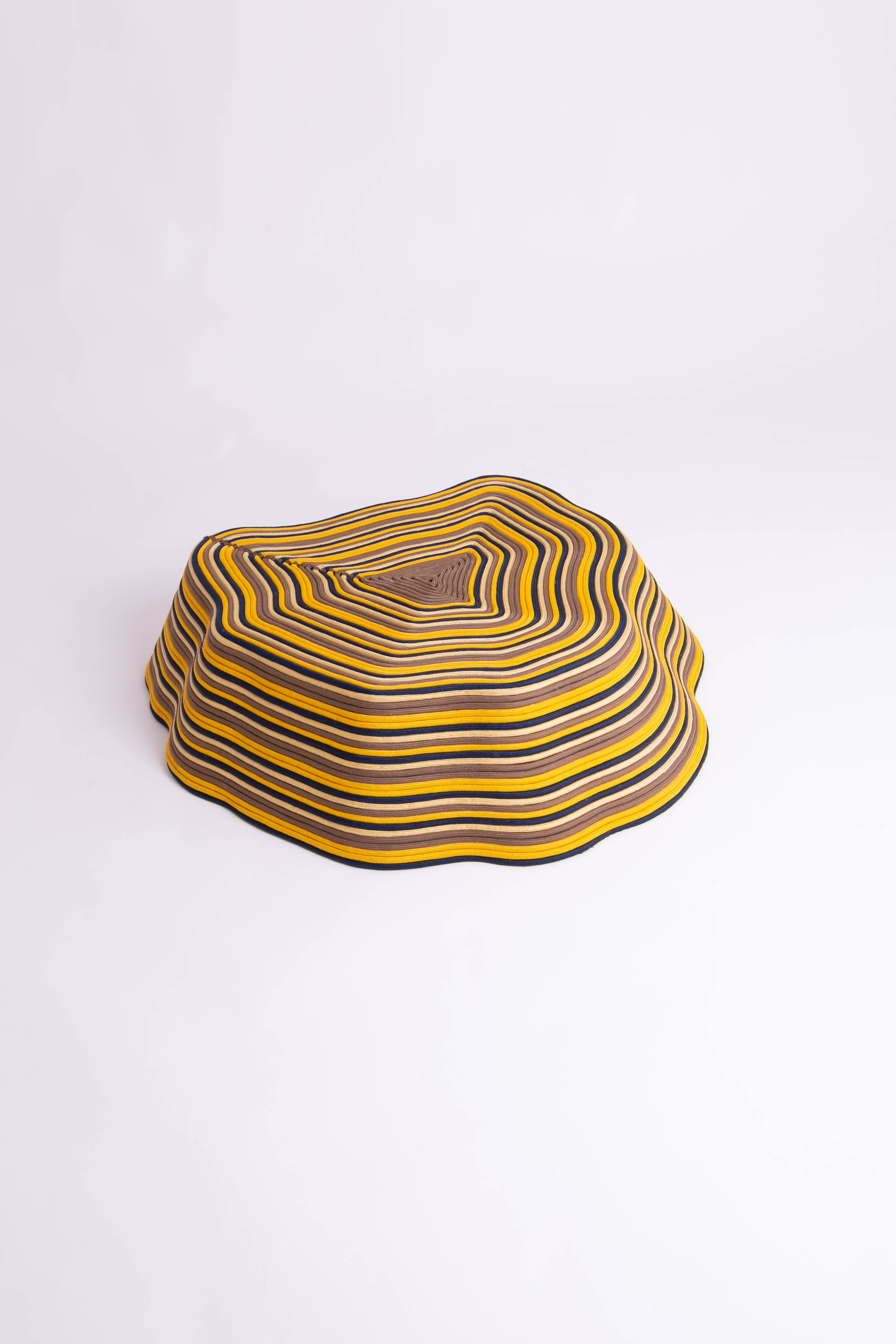 Tronco table in yellow, navy and brown rope